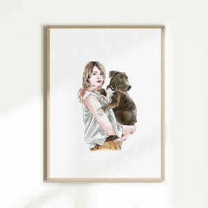 Custom Portrait with Pet from Your Photo, Watercolor Pet Painting, Pet and Owner Portrait, Pet Memorial Gift, Gifts for Pet Lovers