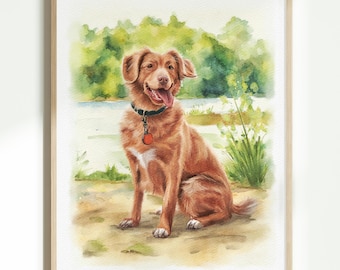 100% Hand-Painted Custom Pet Portrait, Watercolor Dog Painting from Photo, Dog Memorial Gift, Pet Loss Gift, Gift for Pet Lover