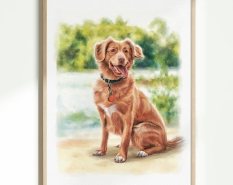 100% Hand-Painted Custom Pet Portrait, Watercolor Dog Painting from Photo, Dog Memorial Gift, Pet Loss Gift, Gift for Pet Lover