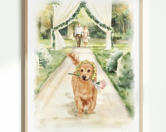 Custom Pet Portrait, Personalized Watercolor Pet Painting for Your Wedding, Hand-Drawn Dog Portrait, Pet Lover Gift
