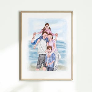 Dipinto personalizzato a mano da foto, ritratto di famiglia personalizzato ad acquerello, regalo per mamma o papà, regalo da figlia, ricordo di famiglia