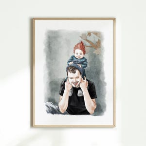 Ritratto di famiglia personalizzato ad acquerello da foto, dipinto a mano personalizzato da foto, regalo personalizzato per mamma e papà, regalo da figlia