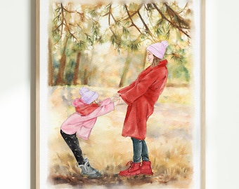 Personalized Hand-Painted Portrait from Photo, Custom Watercolor Family Painting, Gift for Wife, Gift for Mom, Anniversary Gift for Parents