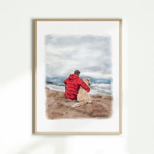 カスタムペットポートレート、写真からの水彩画ペット絵画、ペットとの家族ポートレート、ペット愛好家へのギフト、ペット記念ギフト、彼へのギフト