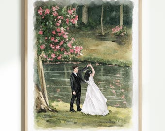 Custom Watercolor Couple Portrait from Photo, Wedding Gift, Anniversary Gift, Engagement Gift, Gift for Wife, Husband, Bridal Shower Gift