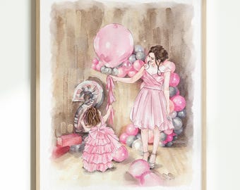 Custom Hand-Drawn Family Portrait from Photo, Mother and Daughter Watercolor Artwork, Birthday Gift for Her, Gift for Mom, Anniversary Gift