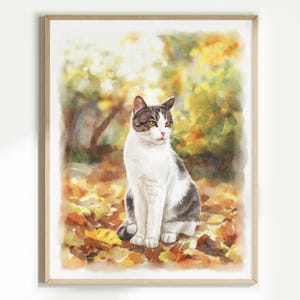 Individuelles Aquarell-Katzenporträt, handgemaltes Haustierporträt nach Foto, Erinnerungsgeschenk für Katzenliebhaber, Geschenk zum Verlust eines Haustieres, Geschenk für Tierfreunde Bild 5