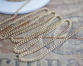 Gold Curb Chain 2mm Link Curb Chain Silky feel (Sold by the Foot) CH508