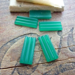 Cabochon Art Deco Cabochon Green Glass Rectangle Flat Back Glass Rhinestone (2 pcs)