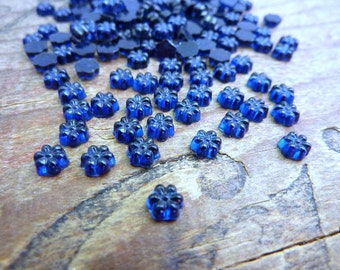 Vintage Rhinestone 4mm Glass Daisy Rhinestone Dark Sapphire Blue Montana Blue (20 pcs) ER199