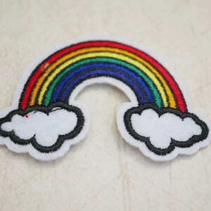 Embroidered Rainbow on Clouds Patch Sew On Iron On Rainbow Patch (1 Patch)