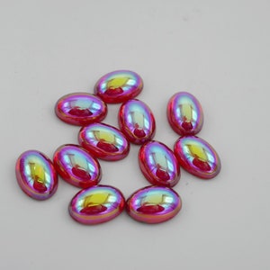 Glass Rhinestone 16x12mm Red with AB Silver Foil Back Oval Rhinestone (6 pcs) JH52