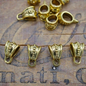 Gold Pendant Bail Large Pendant Bail 5mm Hole Size (4 pcs) SM504
