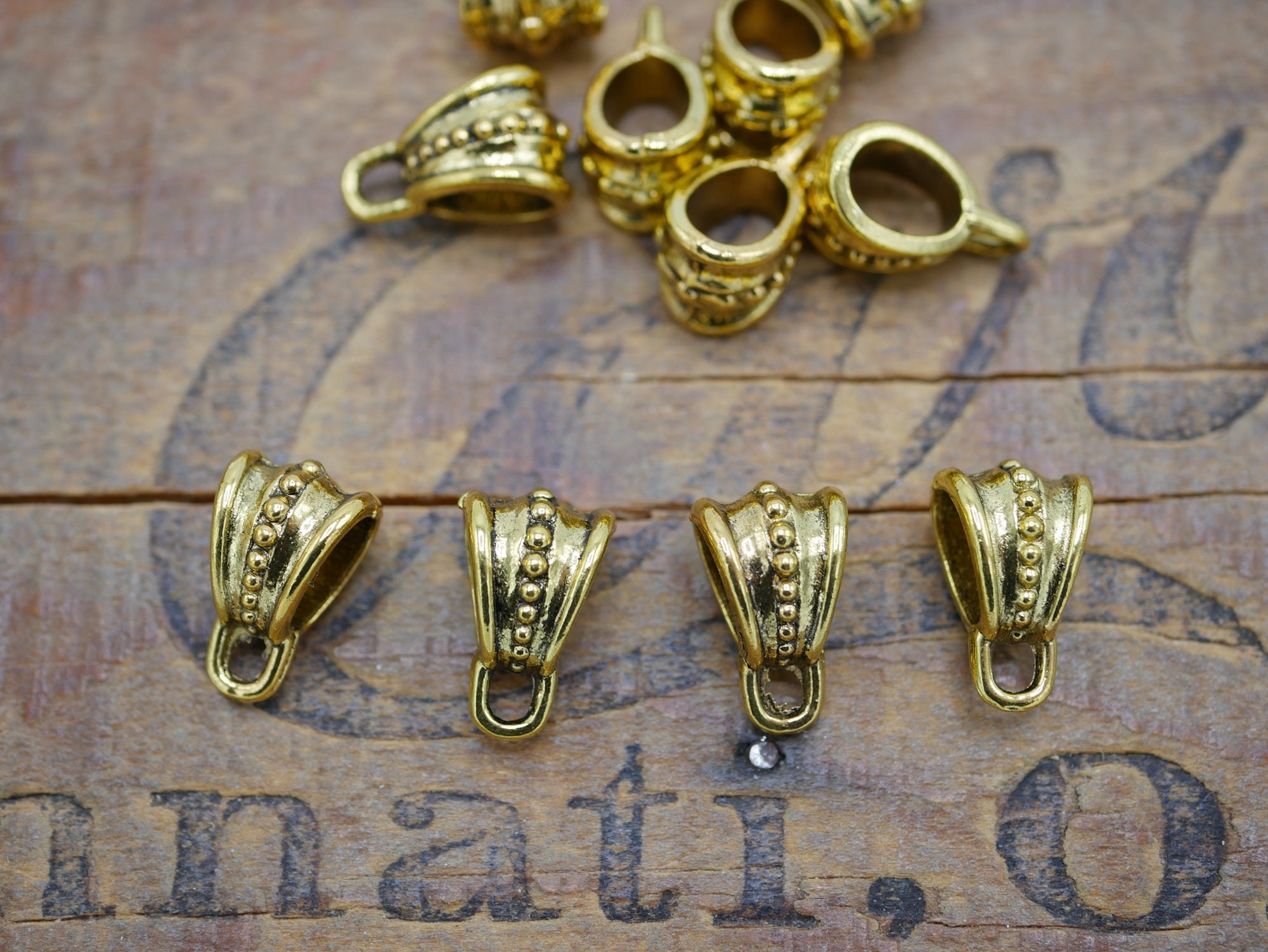 Gold Pendant Bail Large Pendant Bail 5mm Hole Size 4 pcs Etsy