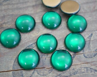 Vintage glasstrass 18 mm smaragdgroen ronde strass grote strassteentjes (2) R46