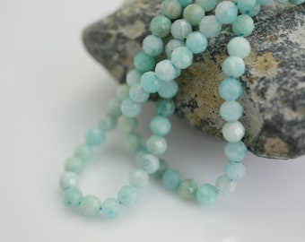 Micro Faceted Gemstone 3mm Amazonite Gemstone Bead Small Gemstone Beads Accent Beads Spacer Gems (1 strand) X393