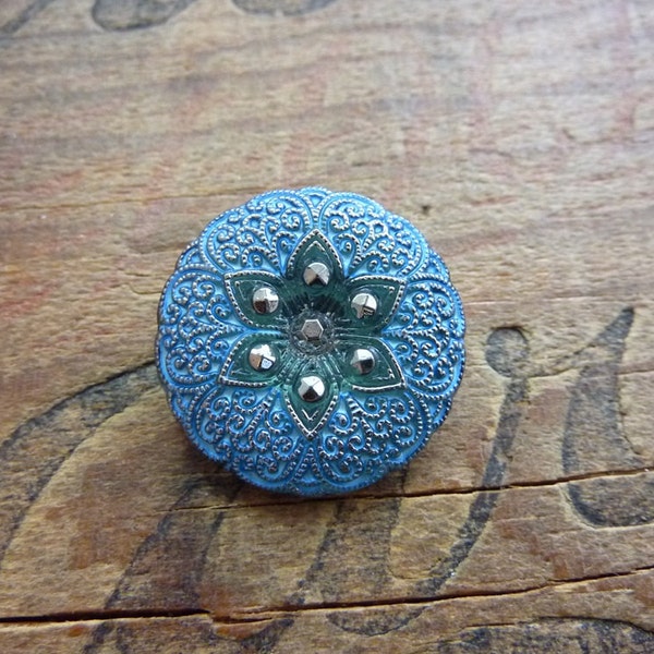 Button Czech Glass Decorative Button Powder Blue
