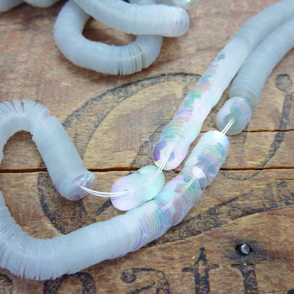 Antique Sequin Crystal Clear AB 6mm French Sequin about 7 inch strand