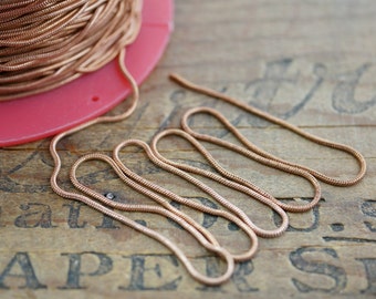 Vintage Solid Copper Snake Chain 1.4mm  ( Sold by the Foot) CH25