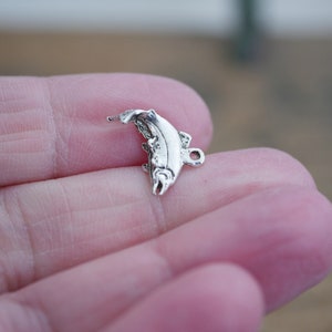 Silver Pewter Salmon Fish Charm 13x10mm with Loop 8 pcs F114 image 3
