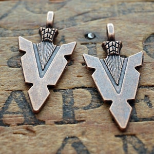 Arrow Pendant Charm Pewter Charm Arrow Head Antiqued Copper (2) P215