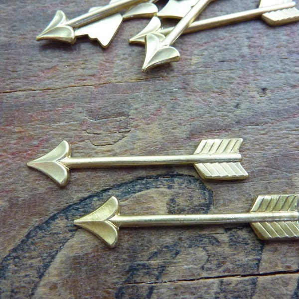 RB Raw Brass Stamping Arrow Gold Arrow Brass Arrow Flat Back No hole (2 pcs)