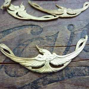 RB Brass Stamping Ornate Art Nouveau Brass Crane Bird Stamping 1 Stamping image 1