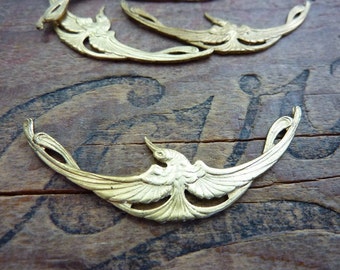 RB Brass Stamping Ornate Art Nouveau Brass Crane Bird Stamping (1 Stamping)