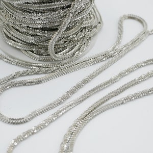 Twisted Silver Link Chain 3.5mm Wide Silver Chain Unique Link Chain (Sold by the Foot- 12 inches) CH100