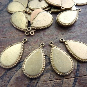 RB Brass Blank Heavy Blank Teardrop Stamping Brass Blank with Patterned Edge 2 pcs image 1