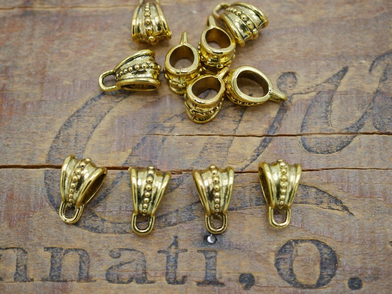 Gold Pendant Bail Large Pendant Bail 5mm Hole Size 4 Pcs Etsy