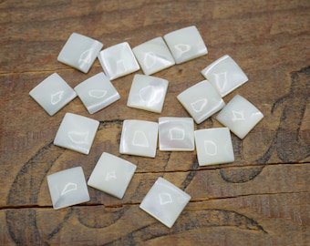 Vintage Mother of Pearl Square Flat Back Shell Blank 10mm Square Shell Blank No Hole (10 pcs) JH4