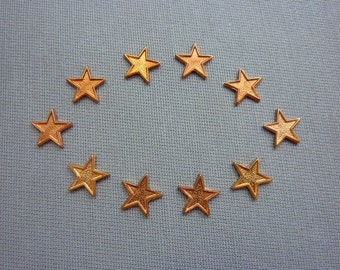 ヴィンテージ銅製スタースタンプスター スモール 8 mm 銅製スター スモールリップ付き (10個)