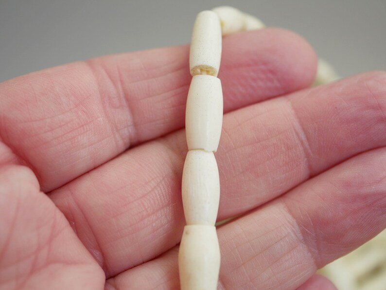 Bone Hairpipe Beads Cattle Bone Hairpipe Tubes 13x8mm Hair Pipe Beads 20 pcs HP2 image 4