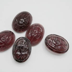 Cabochon Vintage Glass Scarab Cabochon 18x25mm Amethyst Large Purple Glass Scarab (1 Cabochon)