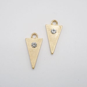Zola Elements Satin Gold Triangle Charm Component with Rhinestone Accent 8x15mm Earring or Small Pendant Component (4 pcs) #10697