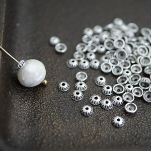 Small Silver Bead Cap Round Bead Cap Small Silver Bead Cap 4mm Cap Bulk Bead Caps (about 330 Caps )S0047