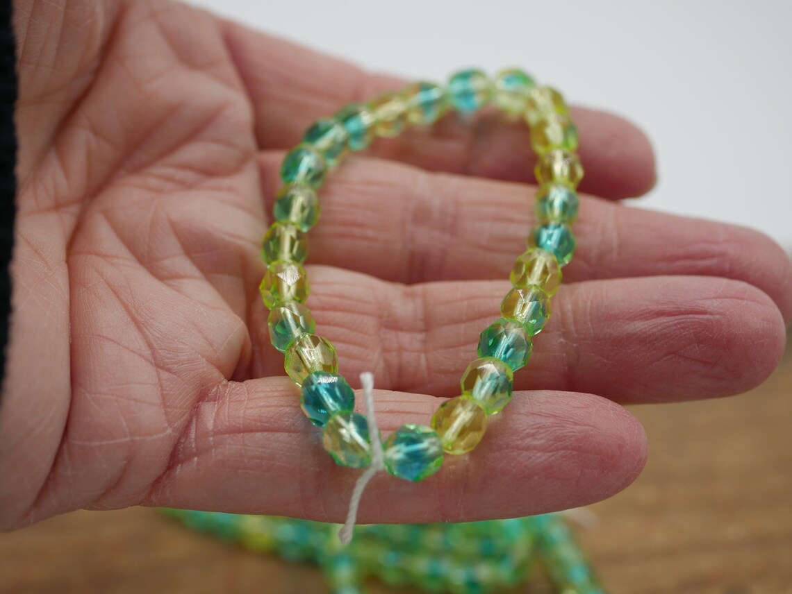 Uranium Glass Beads 6mm Fire Polish Beads UV Glow Beads Green Etsy