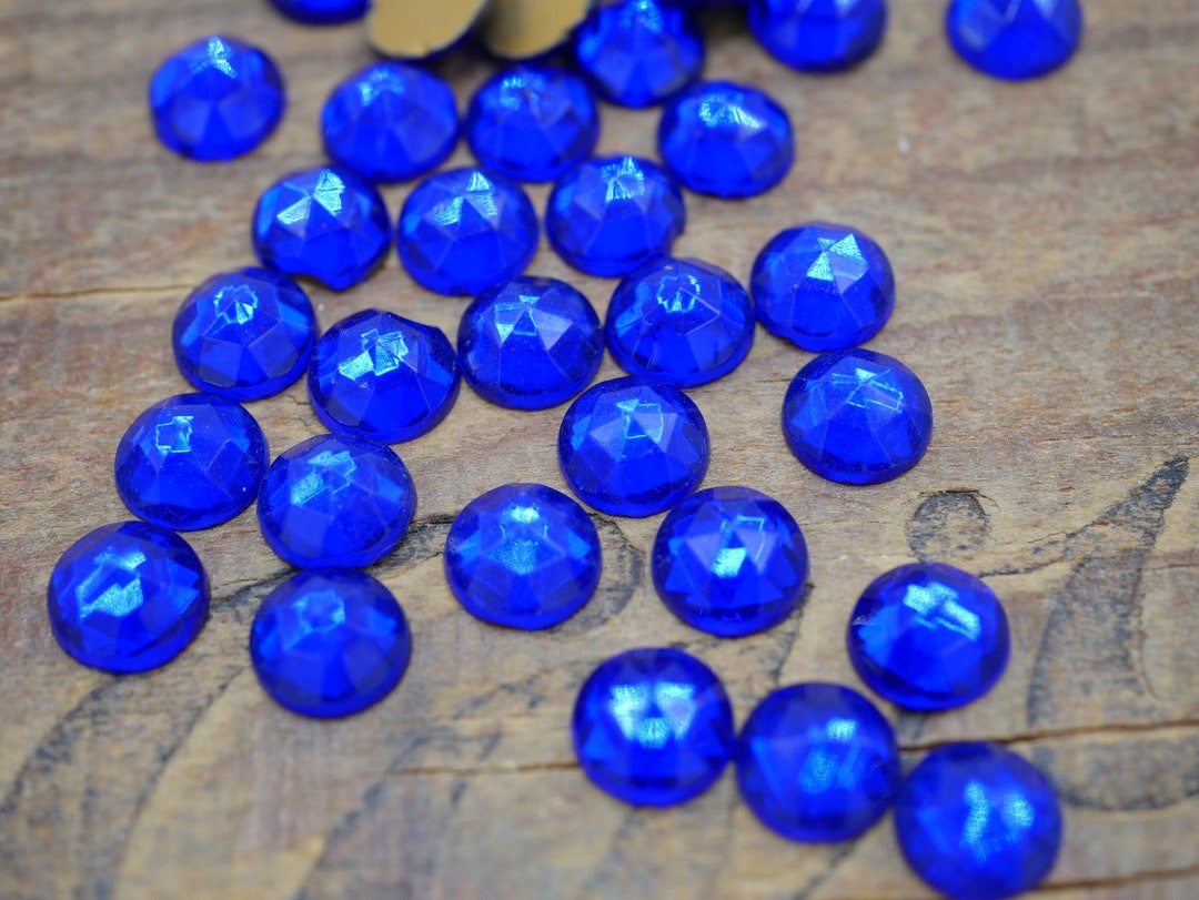 Small Blue Rhinestones Vintage Cobalt Blue Glass Rhinestone 9mm Foiled Rhinestone Intense Blue ...