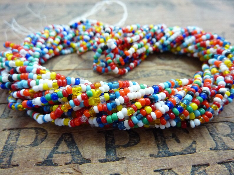 Antique Seed Bead Italian Multi Color Glass Trade Seed Beads Etsy