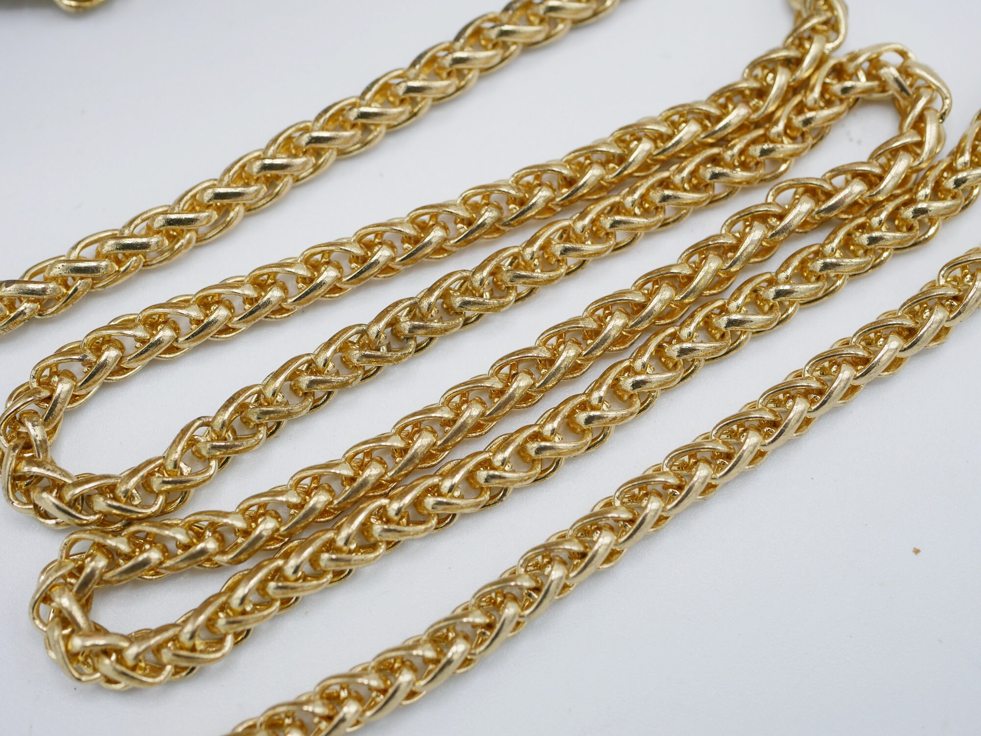 Gold Wheat Link Chain 4mm Unsoldered Links Gold Chain Sold by | Etsy