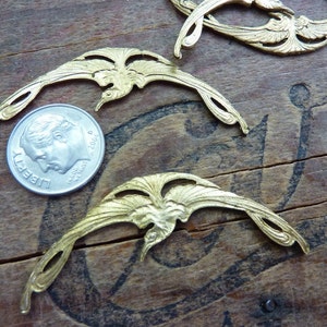 RB Brass Stamping Ornate Art Nouveau Brass Crane Bird Stamping 1 Stamping image 2