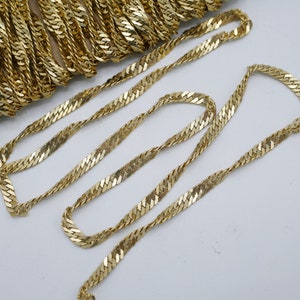 Twisted Herringbone Chain Gold Herringbone Chain with Twist 3mm Chain ( Sold by the Foot) CH1216