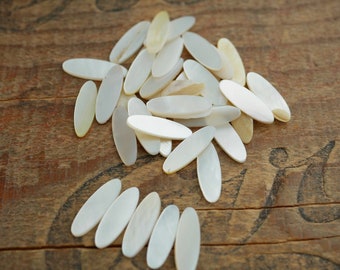 Vintage Mother of Pearl Long Oval Flat Back Shell Blank Button Blanks No Hole (10 pcs) JK06