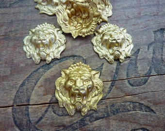 RB Raw Brass Stamping Lion Stamping Fierce Lion Head Stamping (1 Stamping)