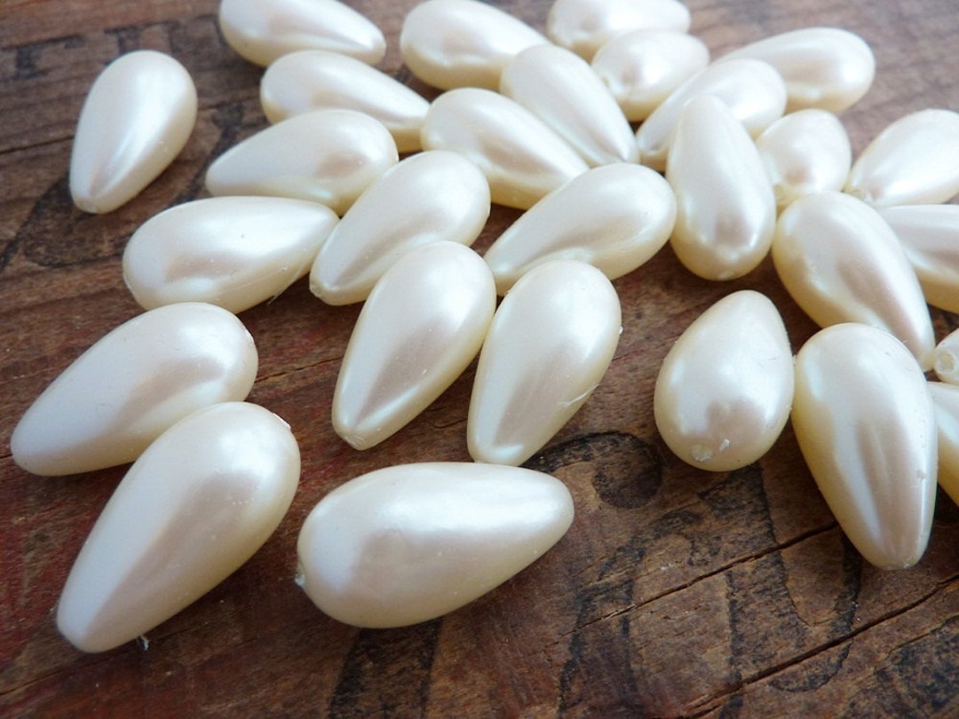 Faux Pearl Bead Lightweight Pearl Teardrop Bead Large Teardrop 22x11mm