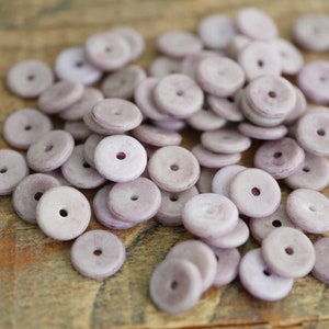 Vintage Japanese Glass Spacer Beads Disc beads 8x2mm Spacer Purple Lavender Semi Matte Finish 100 PA55 image 3