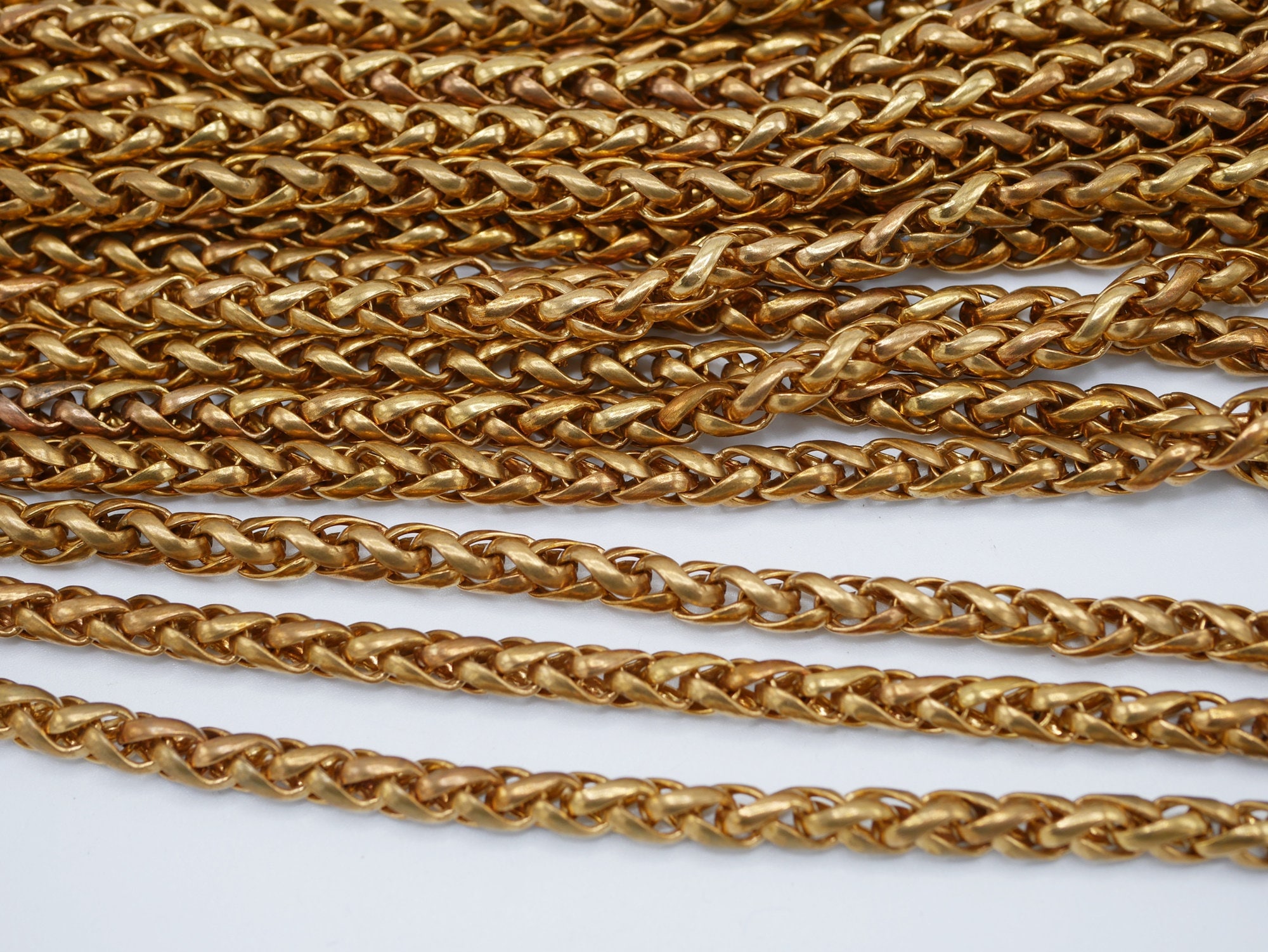 Vintage Brass Chain Wheat Link Chain With Nice Age Patina 5mm Chain sold by  the Foot CH1210 