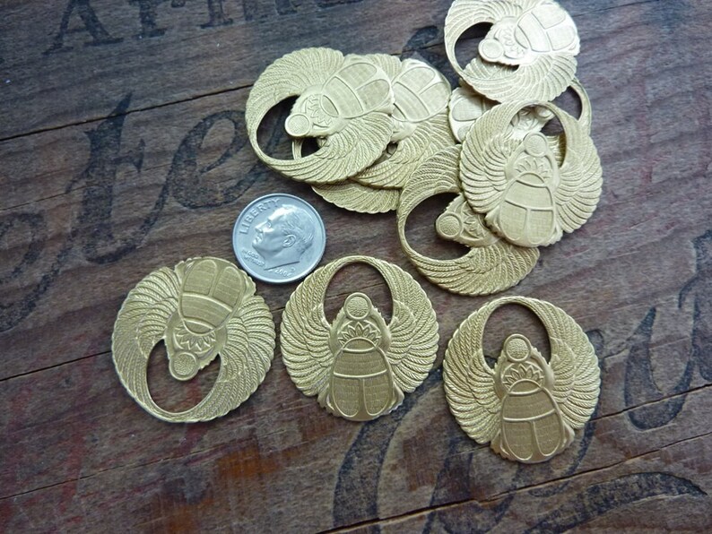 RB Brass Stamping Egyptian Revival Winged Scarab Brass Etsy