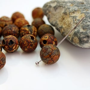 Etched Agate Beads 10mm Textured Agate with Pattern Ancient Look Beads Old World Look Beads (8) X317